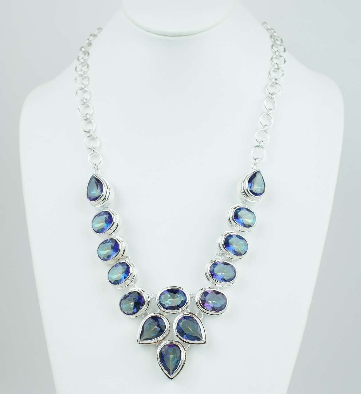 mystic topaz, stone, necklace, choker, silver, sterling, white, isolated, set, crystal, quartz, jewelry, jewellery, gem, gemstone, semiprecious, blue, cabochon, huge, big, necklace, necklace, necklace, necklace, necklace, jewelry, jewellery
